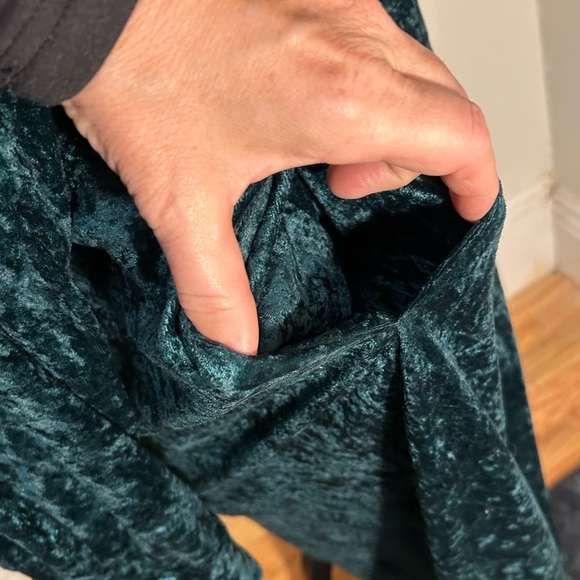 A Lacy Afternoon VTG  green crushed velvet open front lounger long house coat 2X - Picture 10 of 16